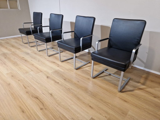 4X Hulsta D13 Stoelen - Eetkamerstoelen - Zwart Leder-Design