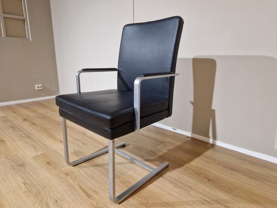 Image 1 of 4X Hulsta D13 Stoelen - Eetkamerstoelen - Zwart Leder-Design