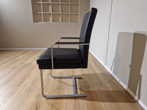 Image 1 of 4X Hulsta D13 Stoelen - Eetkamerstoelen - Zwart Leder-Design