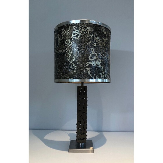 Image 1 of Vintage tafellamp van bewerkt staal, 1970