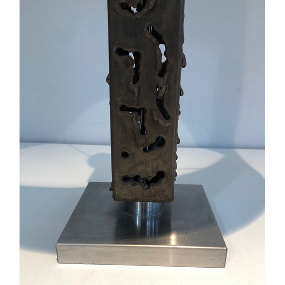 Image 1 of Vintage tafellamp van bewerkt staal, 1970