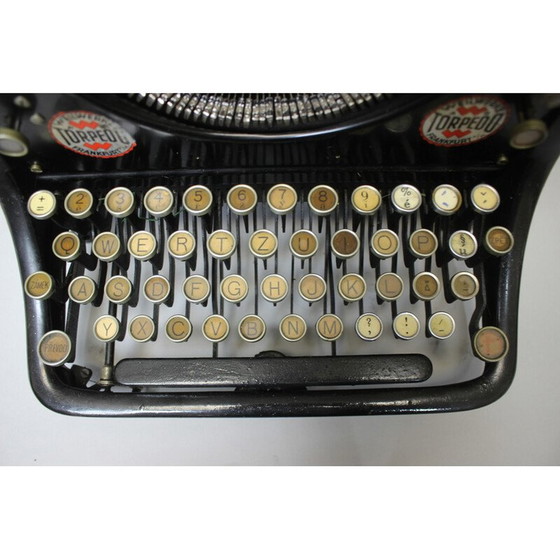 Image 1 of Vintage typemachine van metaal, staal, chroom en stof, Duitsland 1905