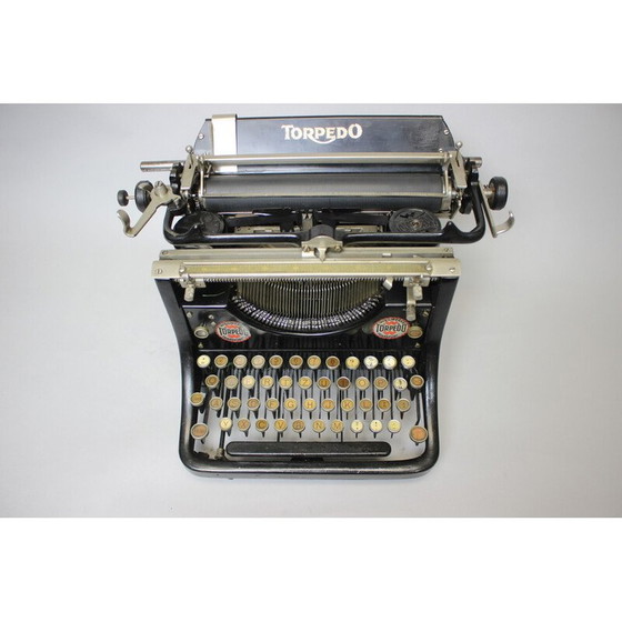 Image 1 of Vintage typemachine van metaal, staal, chroom en stof, Duitsland 1905