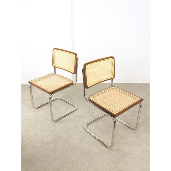 Image 1 of Paar vintage Cesca B32 bruine stoelen van Marcel Breuer