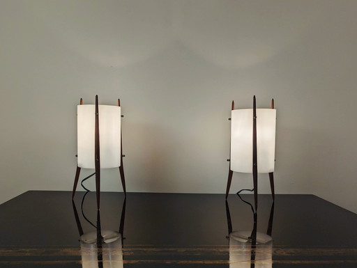 2x Alfaplex Milano Teak Driepoot Lampen