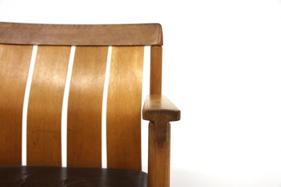 Image 1 of  Set van 2 leren en eiken fauteuiltafels, Ferdinand Lundqvist, Zweden, 1960