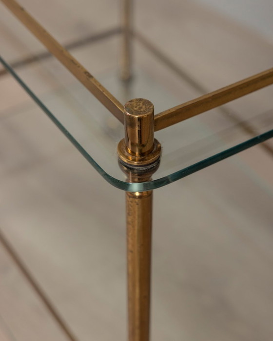 Image 1 of Voedselkarretje gouden messing en Italiaans glas uit de jaren 1960