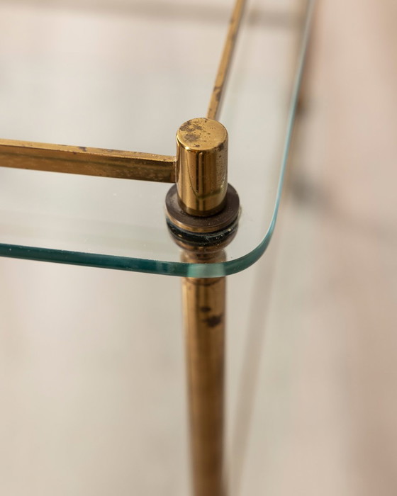 Image 1 of Voedselkarretje gouden messing en Italiaans glas uit de jaren 1960