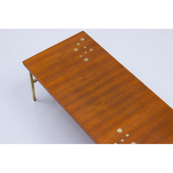 Image 1 of Vintage messing en teakhouten salontafel, Zweden 1960
