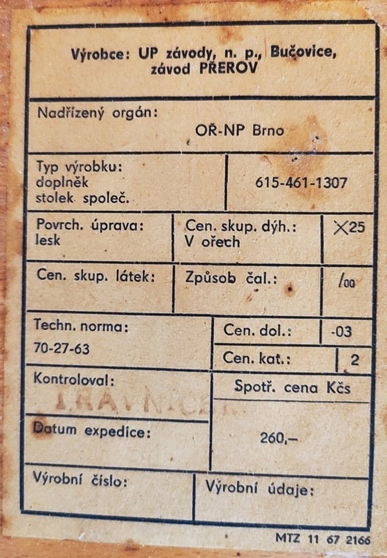 Image 1 of Salontafel van F. Mezulanik voor Up Závody, Tsjecho-Slowakije, 1960S