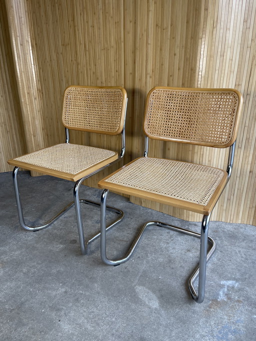 Vintage Marcel Breuer Cesca Webbing Stoelen 