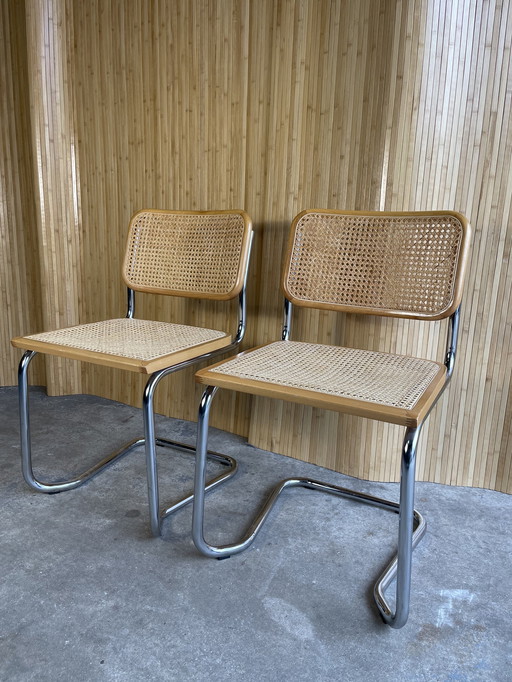 Vintage Marcel Breuer Cesca Webbing Stoelen 