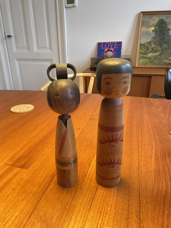 Image 1 of Vintage Kokeshi Japanse Poppen