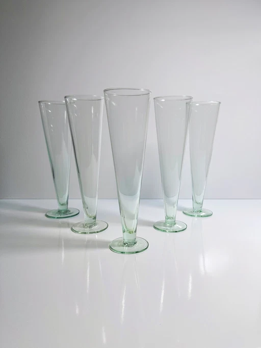 5 vintage bierglazen water groen bokaal champagne glas