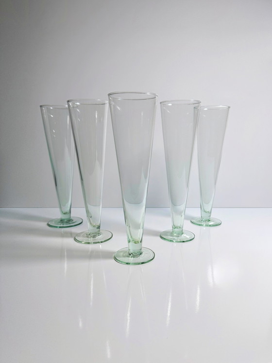 Image 1 of 5 vintage bierglazen water groen bokaal champagne glas