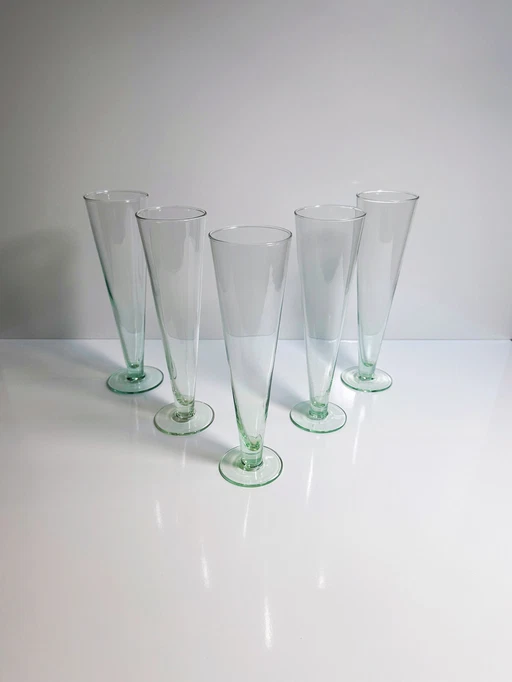 5 vintage bierglazen water groen bokaal champagne glas