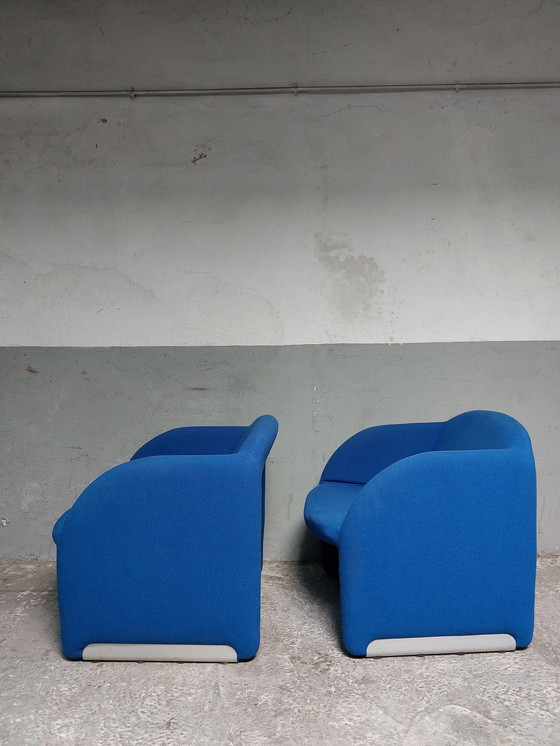 Image 1 of 2 X Blue Artifort Ben Armchairs