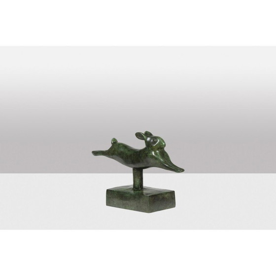 Image 1 of Vintage sculptuur "Running Rabbit" in brons en gietijzer door François Pompon voor Atelier Valsuani, 2006
