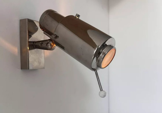 Image 1 of Vintage Zodiac wandlamp van Jacques Biny, verchroomd metaal, Frankrijk 1960
