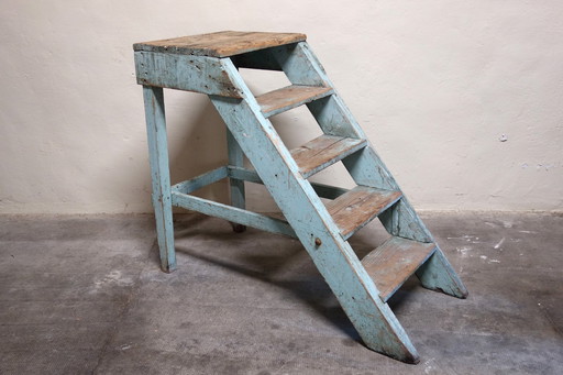 Vintage lariks trapladder Frankrijk 1950S