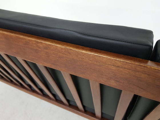 Image 1 of Zwarte bank, vinyl en palissander