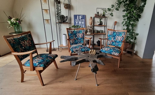 3x Vintage Stoelen Met Print