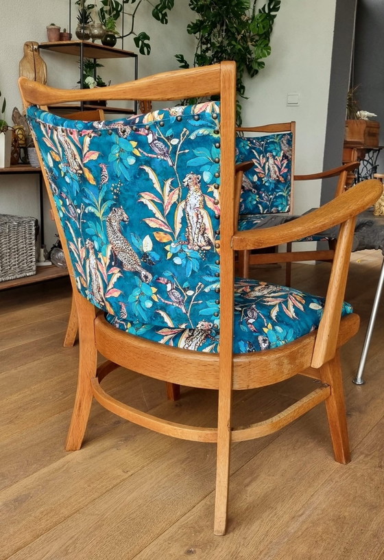 Image 1 of 3x Vintage Stoelen Met Print