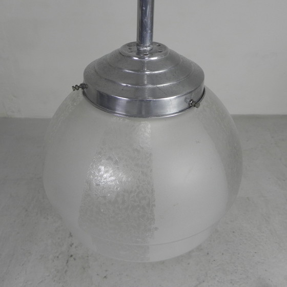 Image 1 of Art Deco hanglamp met getrapte glazen bol, jaren 30