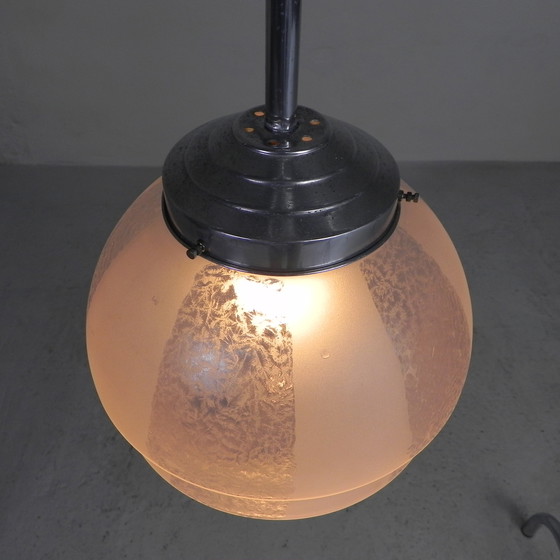 Image 1 of Art Deco hanglamp met getrapte glazen bol, jaren 30