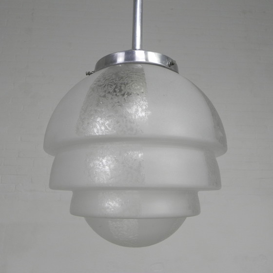 Image 1 of Art Deco hanglamp met getrapte glazen bol, jaren 30