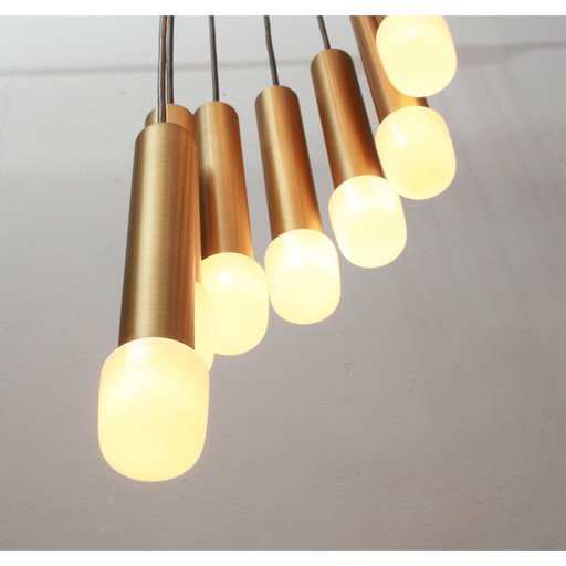 Vintage cascade hanglamp in messing, jaren 1970