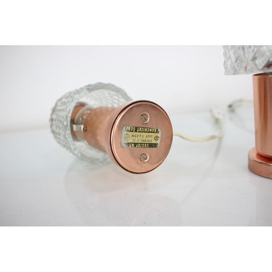 Image 1 of Paar vintage koperen lampen van Kamenický Šenov, Tsjecho-Slowakije 1970