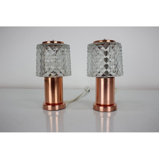 Image 1 of Paar vintage koperen lampen van Kamenický Šenov, Tsjecho-Slowakije 1970