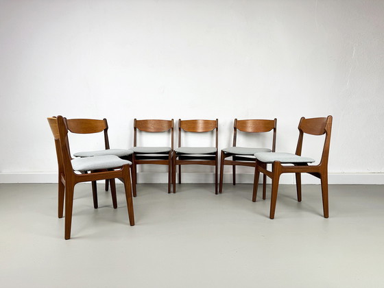 Image 1 of Deense teakhouten eetkamerstoelen, jaren 1960, set van 6