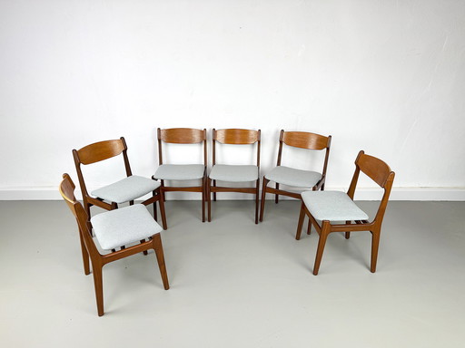 Deense teakhouten eetkamerstoelen, jaren 1960, set van 6