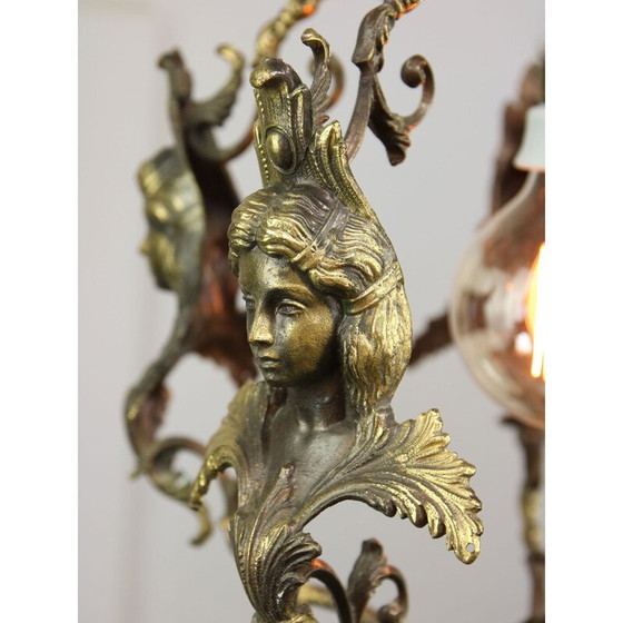 Image 1 of Vintage hanglamp in verguld en gepatineerd brons