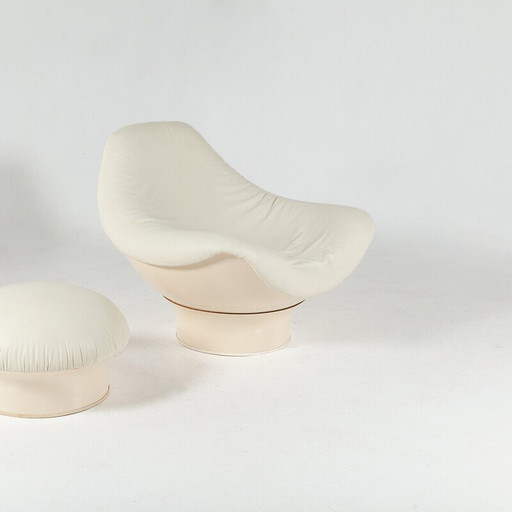 Vintage "Rodica" fauteuil met glasvezel voetenbank van Mario Brunu voor Comfort, Italië 1968