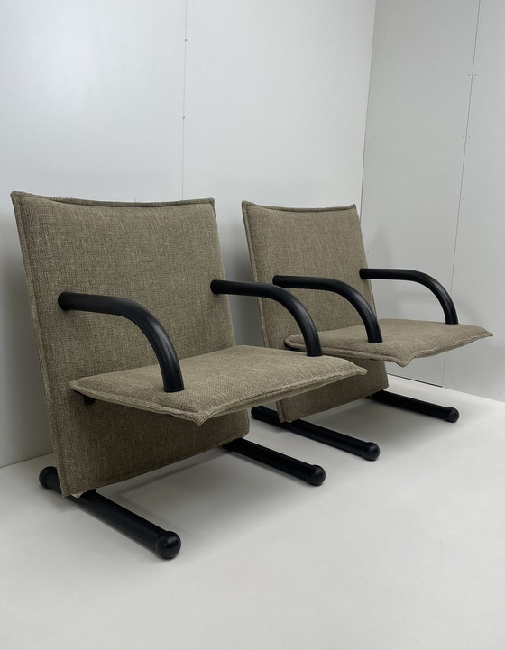 Image 1 of 2 x Arflex T-Line fauteuils taupe stof design Burkhard Vogtherr