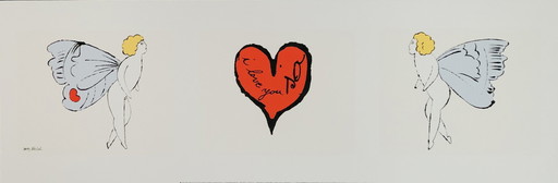 Andy Warhol: "I Love You So, Drieluik, 1957". Gesigneerd In De Plaat.