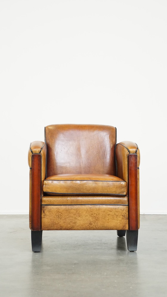 Image 1 of Schapenleren Art Deco Design Armchair