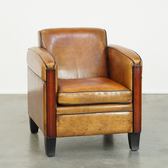 Image 1 of Schapenleren Art Deco Design Armchair