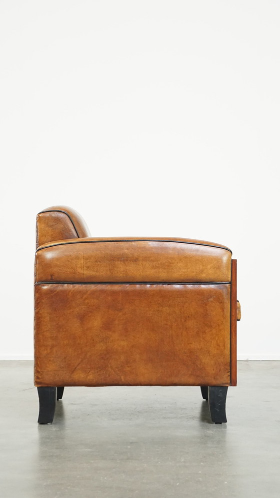 Image 1 of Schapenleren Art Deco Design Armchair