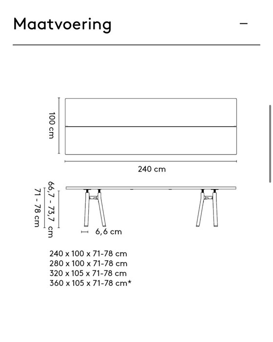 Image 1 of Nwe Arco Trestle tafel 105 x 280 cm Dark smoke Oak