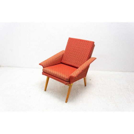 Image 1 of Vintage fauteuil in beukenhout en stof van Jaroslav Šmídek, Tsjecho-Slowakije 1960