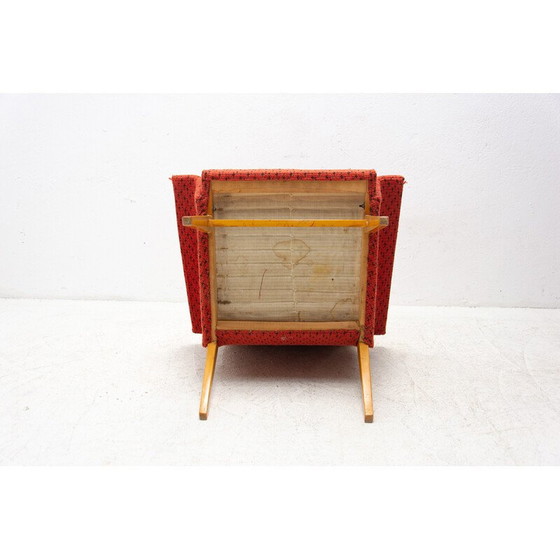 Image 1 of Vintage fauteuil in beukenhout en stof van Jaroslav Šmídek, Tsjecho-Slowakije 1960