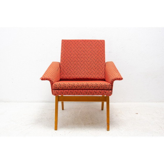 Image 1 of Vintage fauteuil in beukenhout en stof van Jaroslav Šmídek, Tsjecho-Slowakije 1960