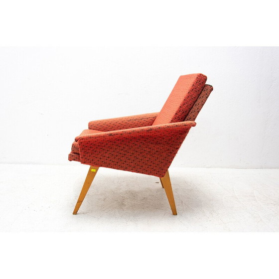 Image 1 of Vintage fauteuil in beukenhout en stof van Jaroslav Šmídek, Tsjecho-Slowakije 1960