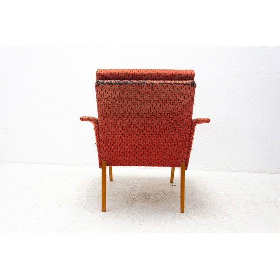 Image 1 of Vintage fauteuil in beukenhout en stof van Jaroslav Šmídek, Tsjecho-Slowakije 1960