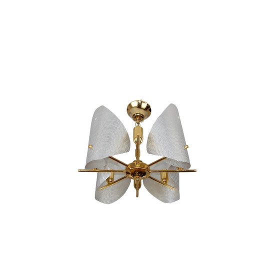 Image 1 of Vintage kroonluchter van aluminium en messingstaal, jaren 1970