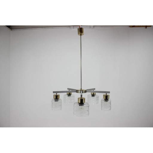 Vintage glazen kroonluchter van Kamenicky Senov, Tsjecho-Slowakije 1970